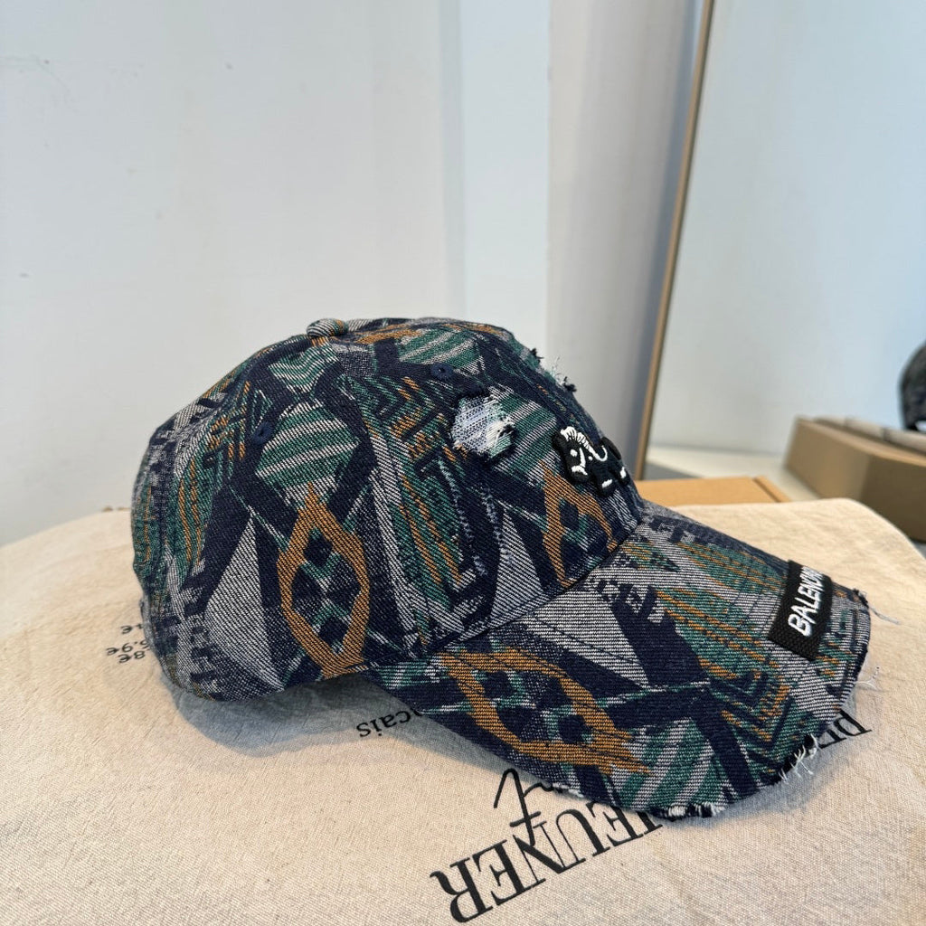 Embroidered Logo Distressed Baseball Cap - Premium Cotton Blend