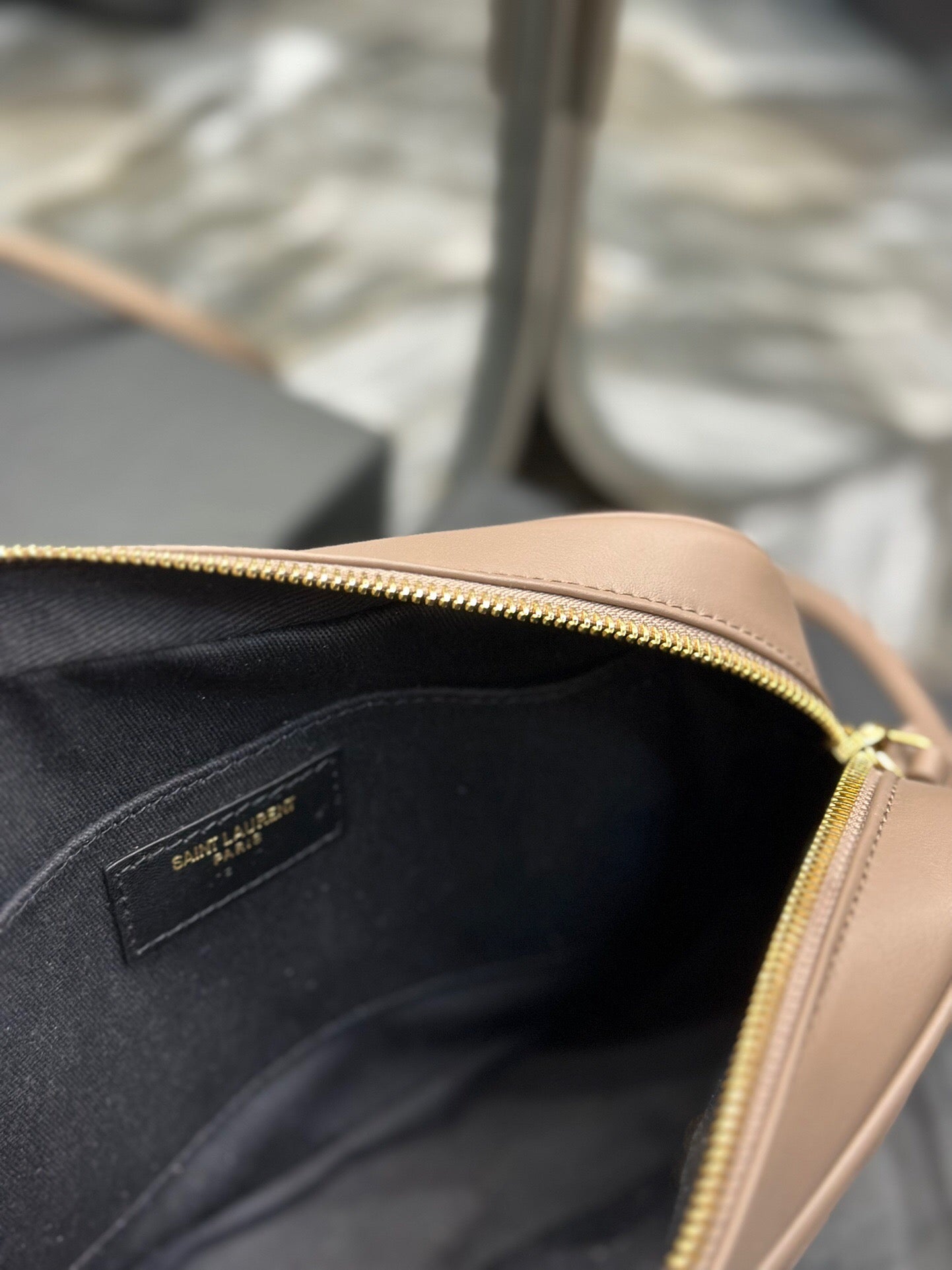 Quilted Leather Camera Bag with Tassel Detail