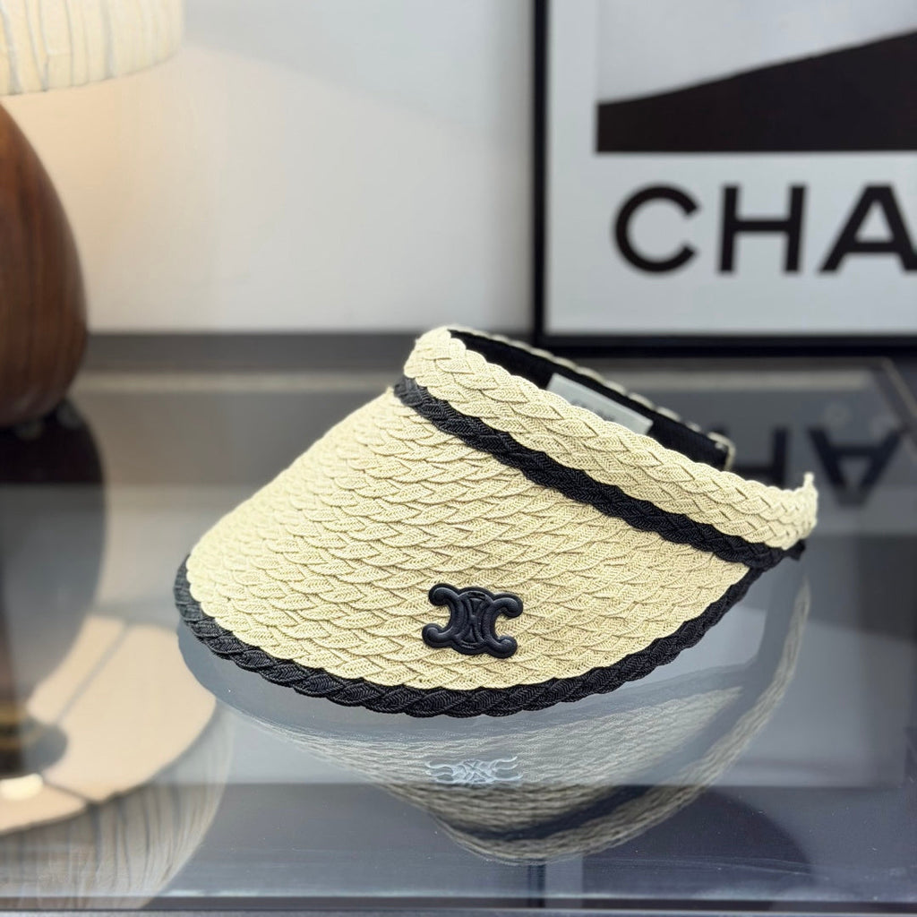 Summer Straw Sun Visor - Breathable Wide Brim Beach Cap for Women
