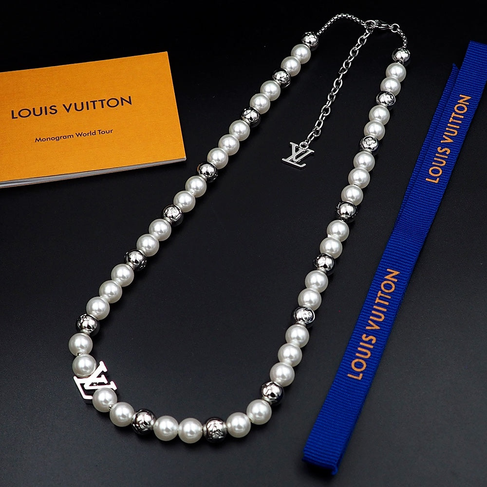 18K Louis Vuitton Monogram Pearls Necklace