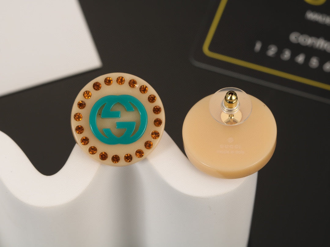 18K Double Gucci Resin Earrings