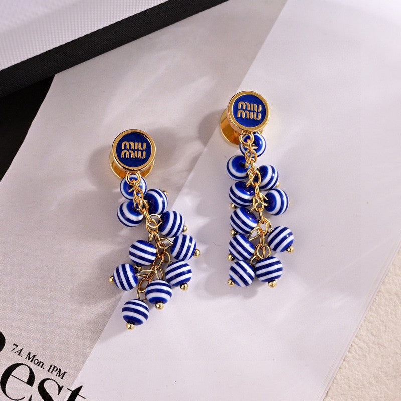 18K Miu Blue & Pink Ball Earrings
