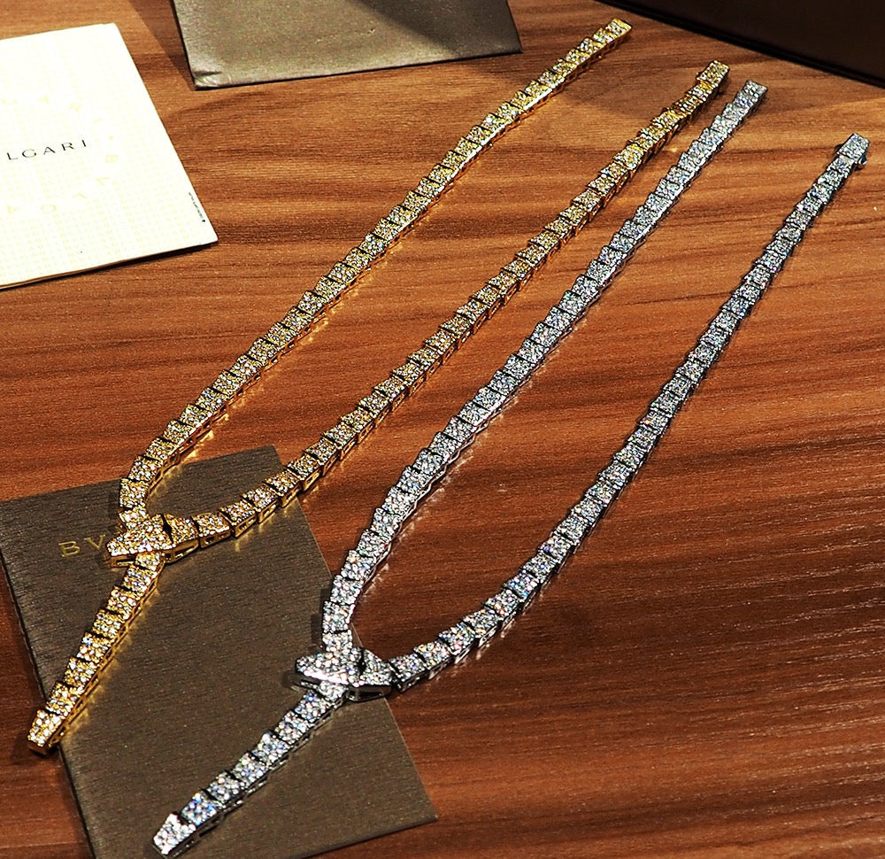 18K BVLGARI Serpenti Viper Full Pave Diamonds Necklace